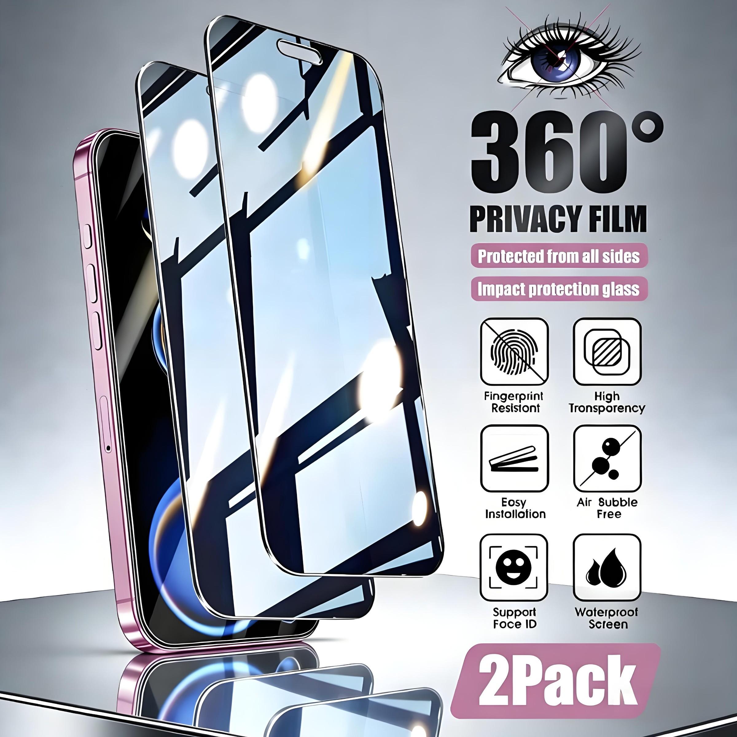 2-Pack, 360° Privacy Protection. A 2pcs Set of Four-sided Privacy Screen Protectors Suitable for iPhone 11/12/13/14/15/16/17. Perfectly Compatible with iPhone 11/12 Pro Max, 13 Mini, 12 Mini, and iPhone 17 Air. Privacy Tempered Glass Screen Protector