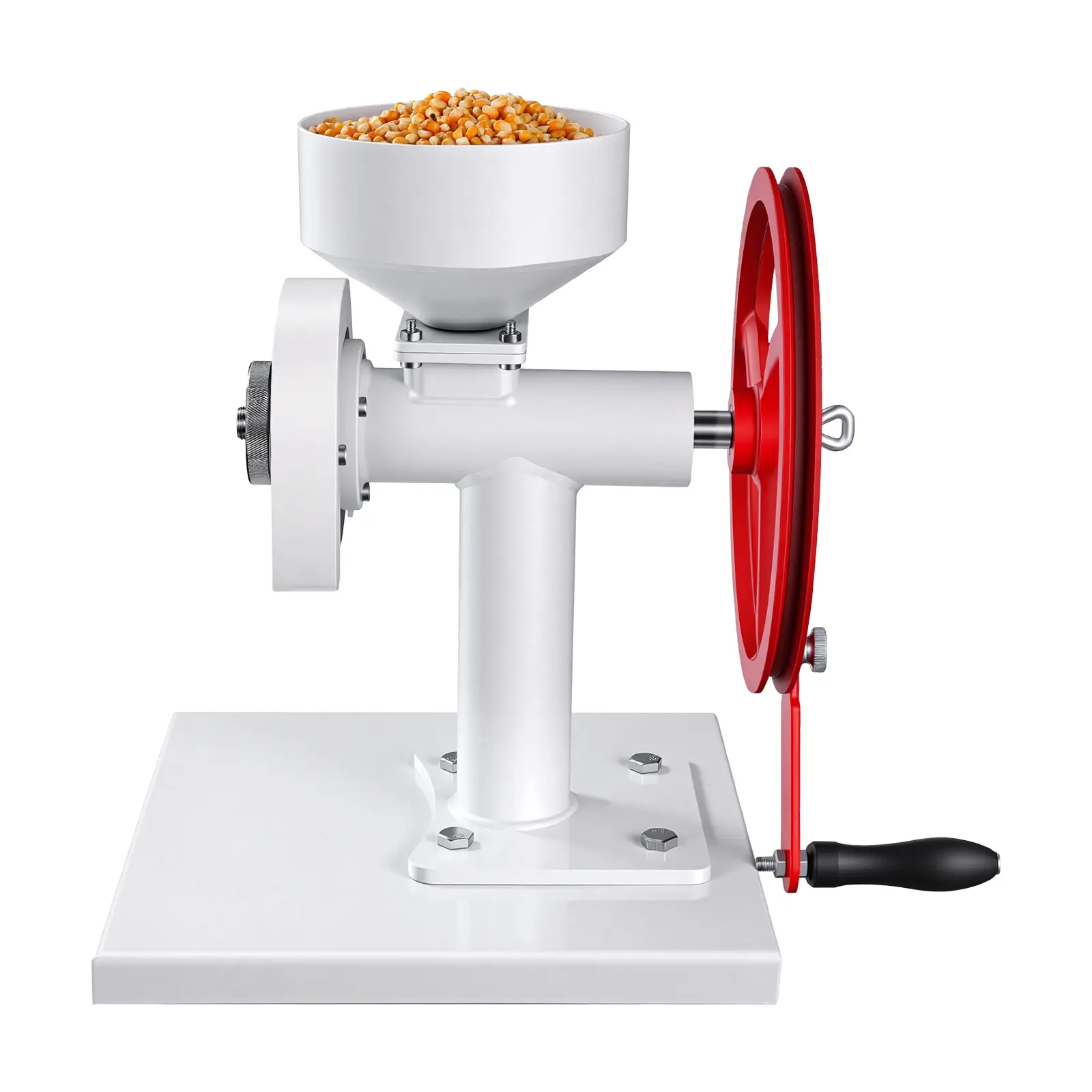 Manual Grain Mill with Flywheel, Hand-Crank Corn Grinder, Heavy-Duty Carbon Steel Wheat Grinding Mill with Adjustable Fineness & 0.53 Gallon Hopper for Grains Spices Coffee Beans Nuts