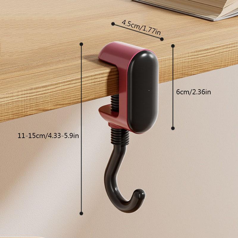 Adjustable Bag Hook with Screw Nuts, Durable Material, Suitable for Different Thicknesses, Desk, Backpack, Water Bottle, Key Holder, Multiple Colors, Home Organizer Hook