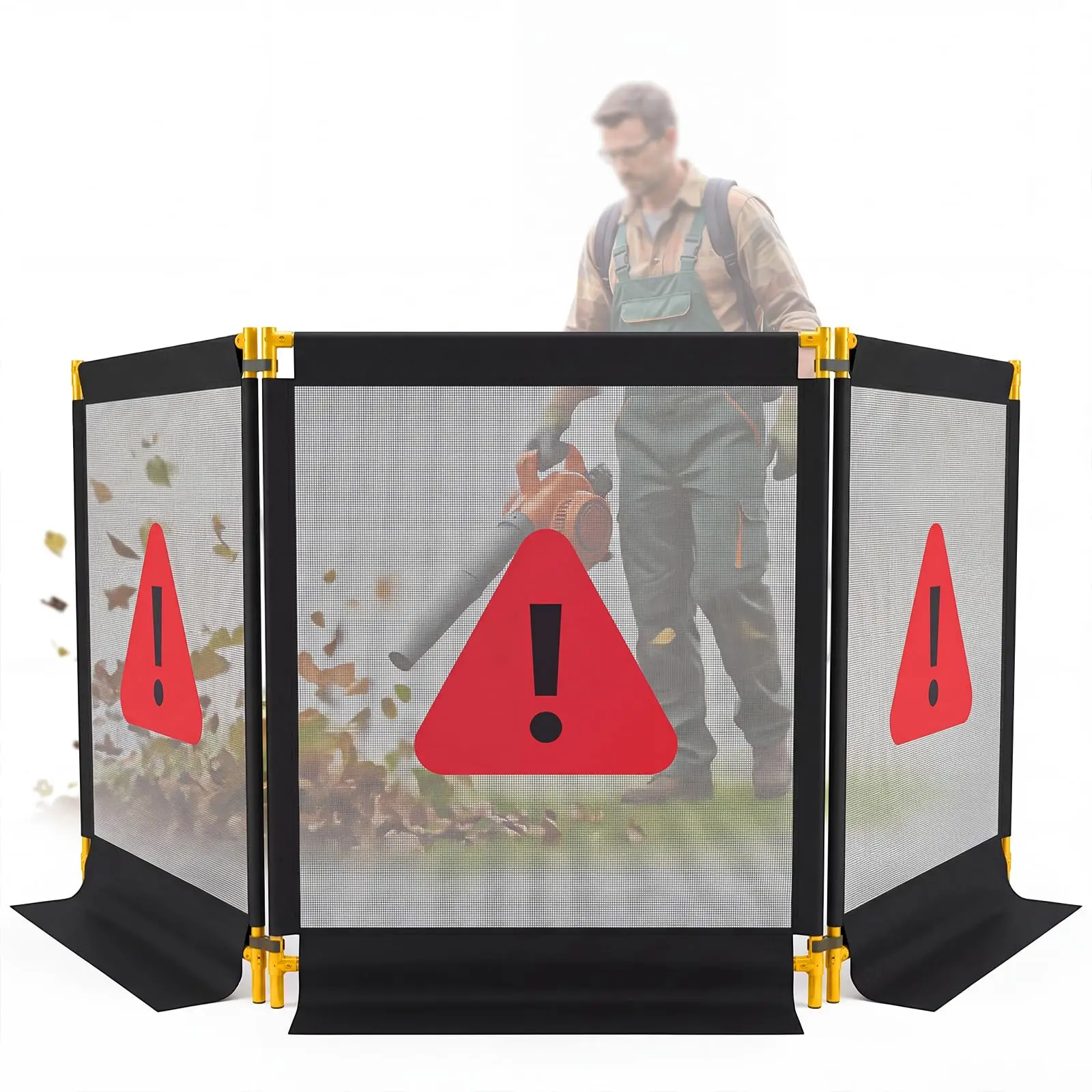 Heavy Duty 3-Section Debris Containment Mesh Barriers 118"x44.5" Dense PVC Mesh with Stainless Steel Frame for Grinding Chipping and Outdoor Work Areas