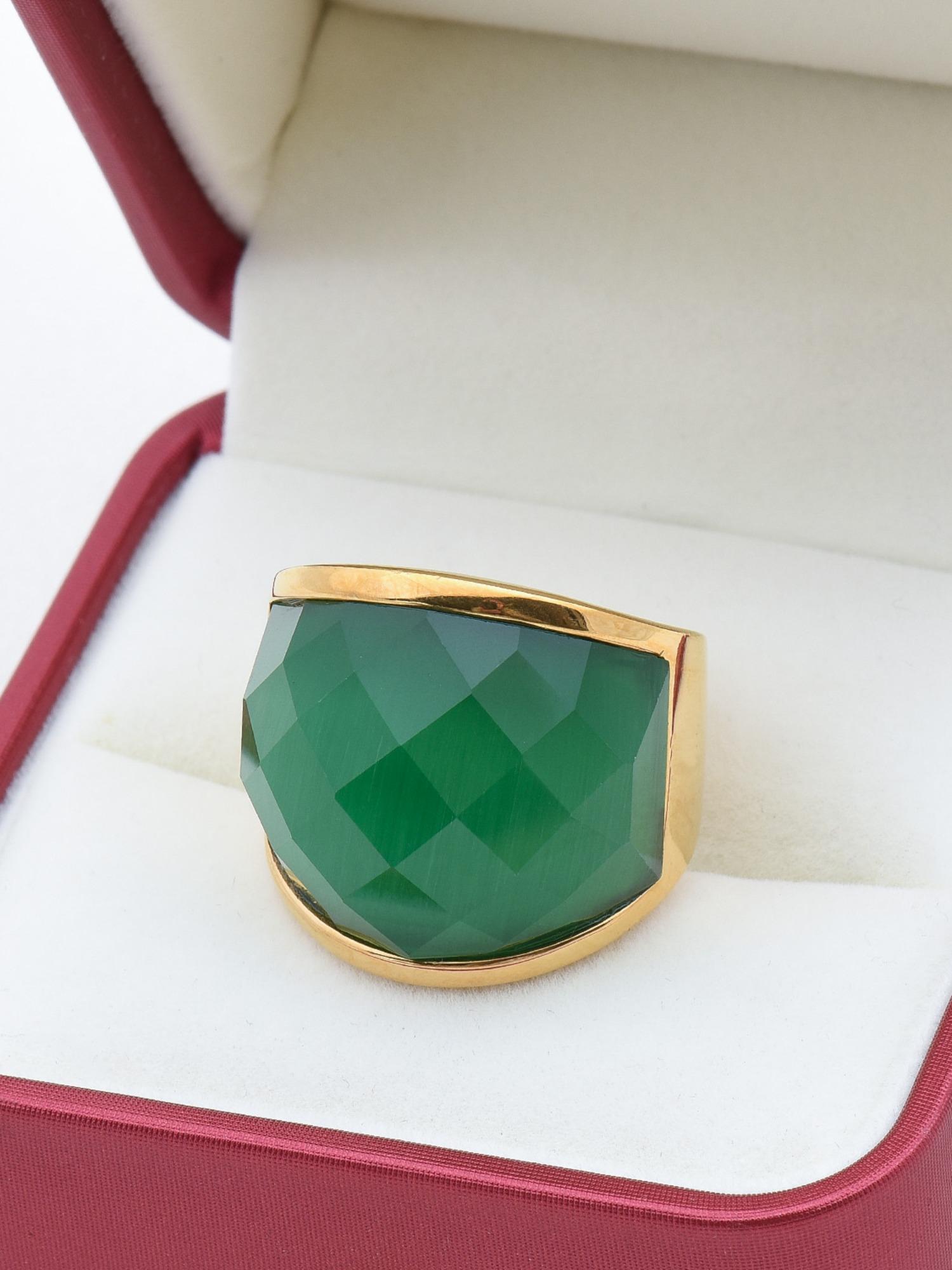 Hot Selling European & American Men's Ring, 18K Gold Plated Black Agate, 316L Steel Hypoallergenic