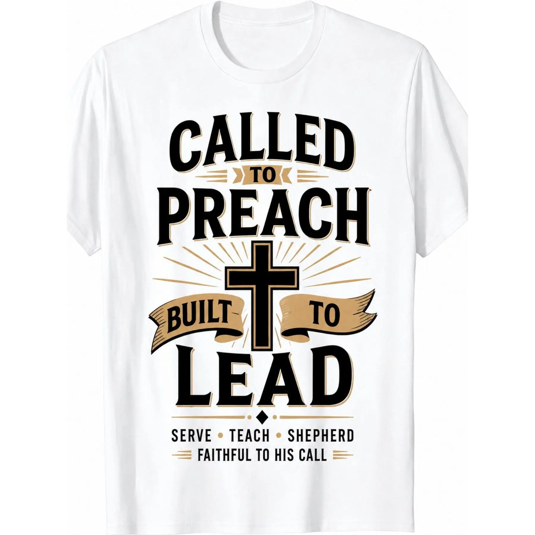 Men'S Short Sleeve Christian Pastor Graphic T-Shirt Called to Preach Built to Lead Faithful Clergy Tee
