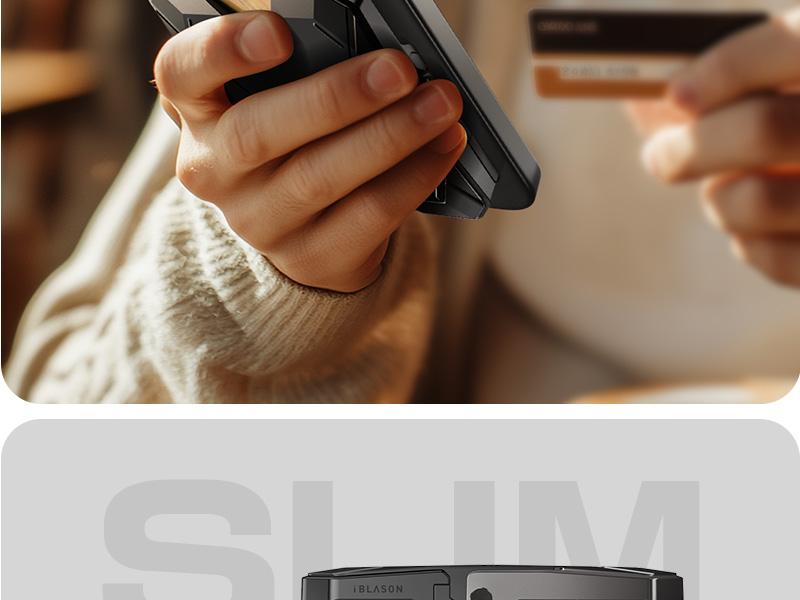 i-Blason Metal Lock MagSafe Wallet – Holds 6 Cards | RFID Blocking | Kickstand | Strong Magnet (3000g) | for iPhone 12-16 & Non-MagSafe Phones