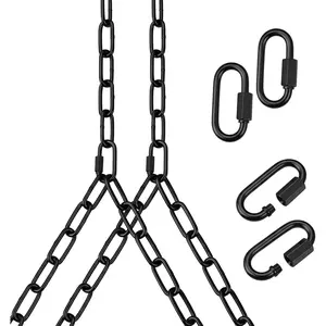 Heavy Duty Porch Swing Hanging Chain Kit (2 Pack) 1500 Lbs Capacity, Up to 7.1ft Length- Rustproof Zinc-Plated, 4 Quick Links & 2 Y-Chain Assemblies, Indoor/Outdoor Hanging Hardware(Black)