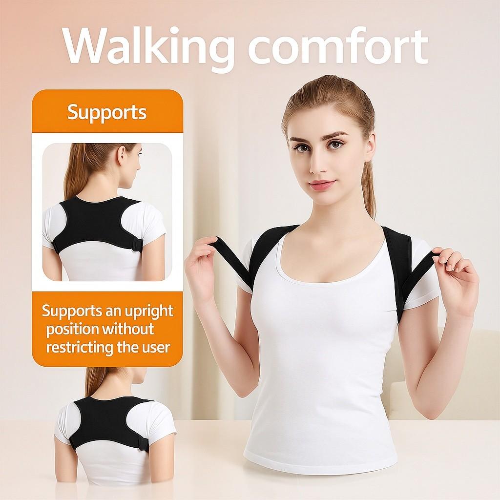 Unisex Posture Corrector Back Brace, Adjustable Positioning, Support for Lower/upper Back, Posture Improvement, Sitting & Standing, Travel