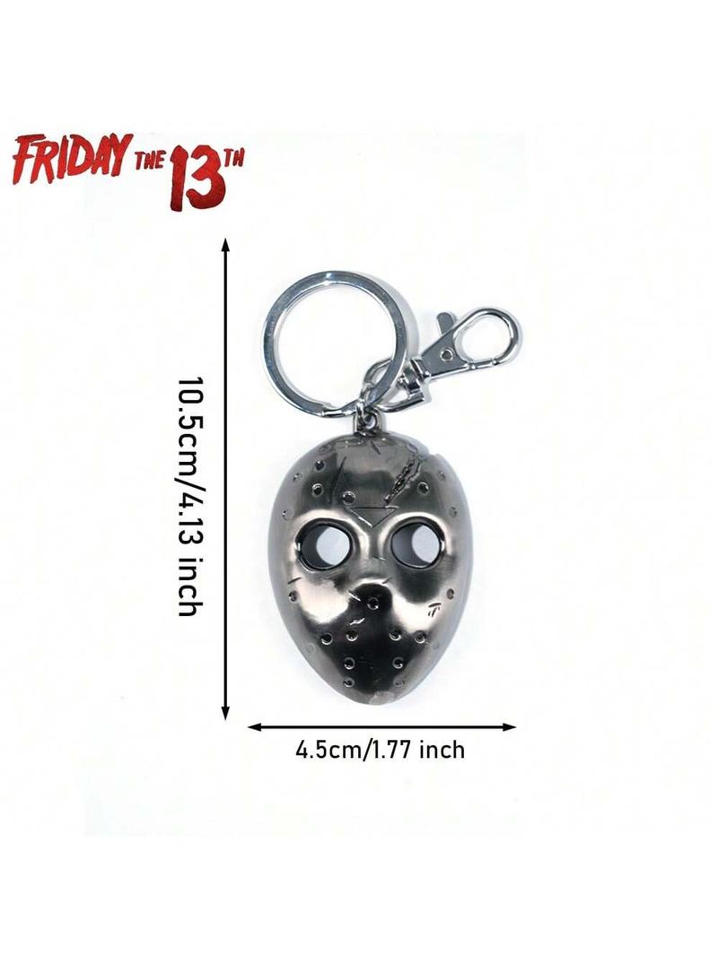 1PC WB Officially Licensed Friday the 13th Jason's Mask Pewter Keyring Metal Keychain Backpack Wallet Keyring Fashion Decoration Accessories Luggage charm Bag Clip Funny Valentine's Day New Year Gifts