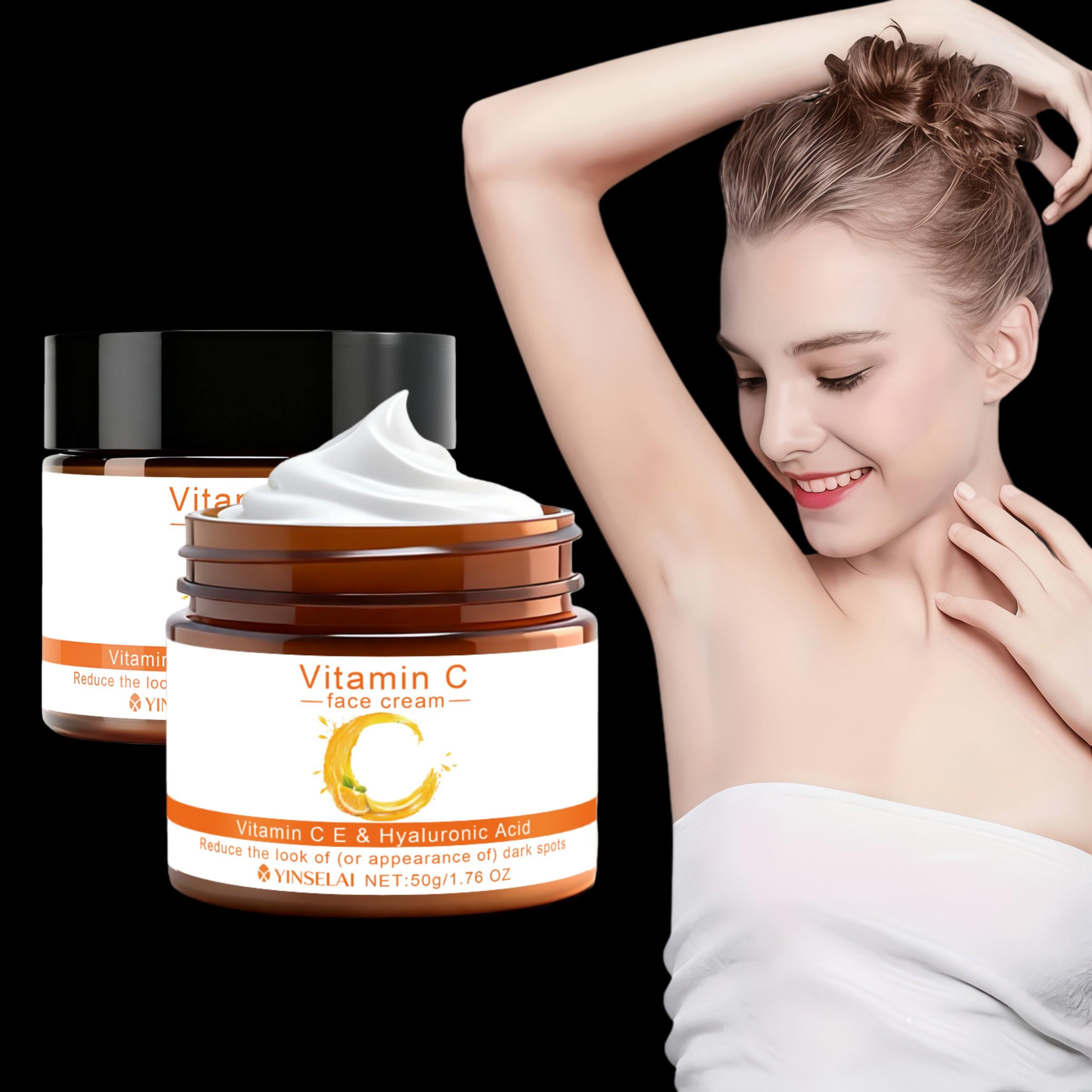 50g Vitamin C Cream, 3-Day Care, 2-Minute Absorption, Moisturizing Lotion for Underarms, Knees, Bikini Line, Neck, Collagen, Hyaluronic Acid, Niacinamide