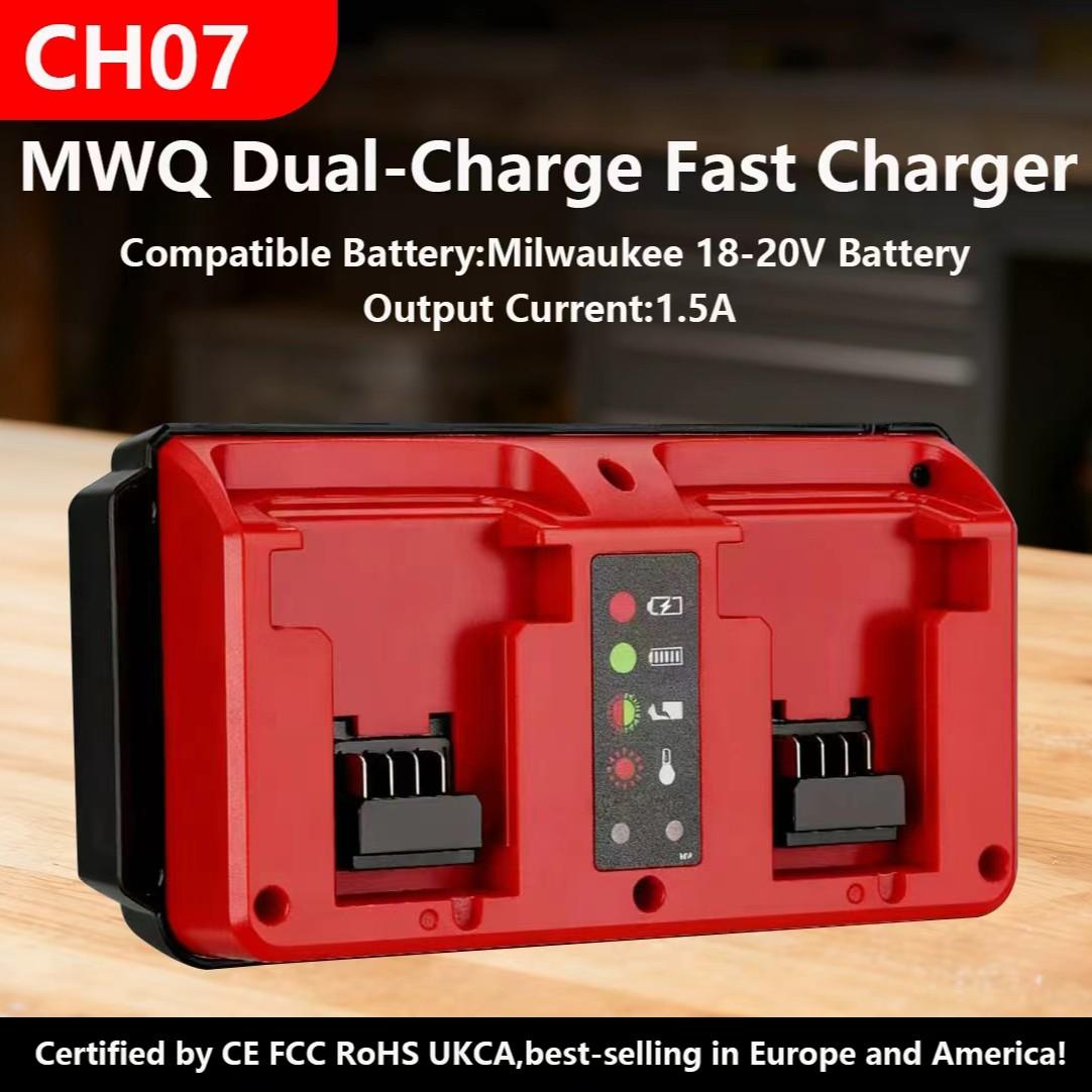 Ch07 Mwq Dual Fast Charger for Milwaukee Ml Electric Tools, 14.4-18v Li Battery, Lithium Batteries, Promotion, Quick Charging Solution