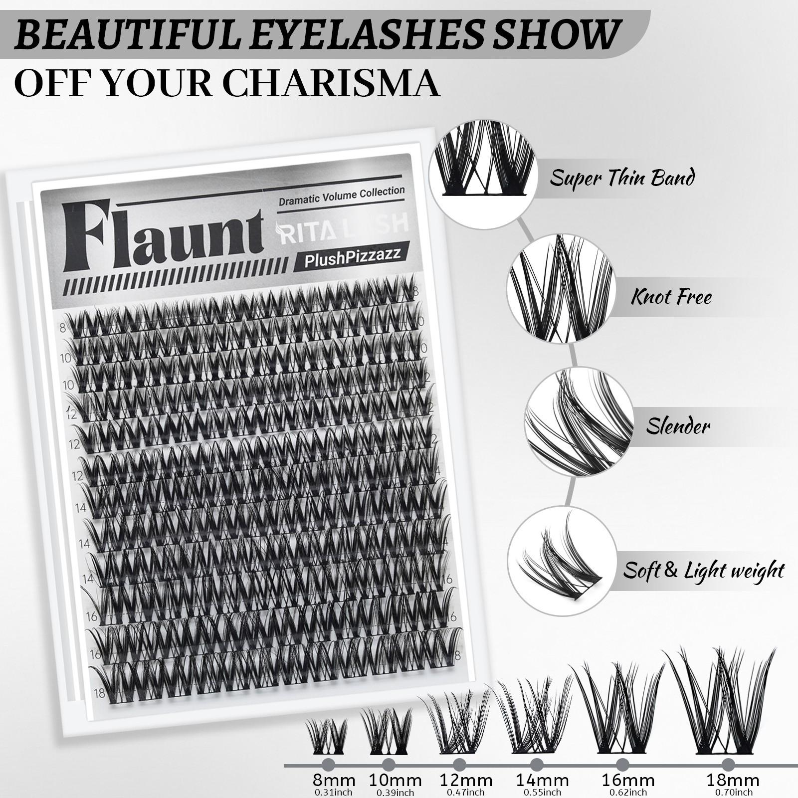 Flaunt | RITALASH 144pcs Clusters Kit Upgrade 2.0 Lashes with Ultra-Dense, Long-Lasting Lashes | Flora | Natural Daily, Volume Style, Manga Style | Beginner-Friendly DIY Lashes | Popular & Must-Have Clusters Kit with Bond and Seal Remover tweezers