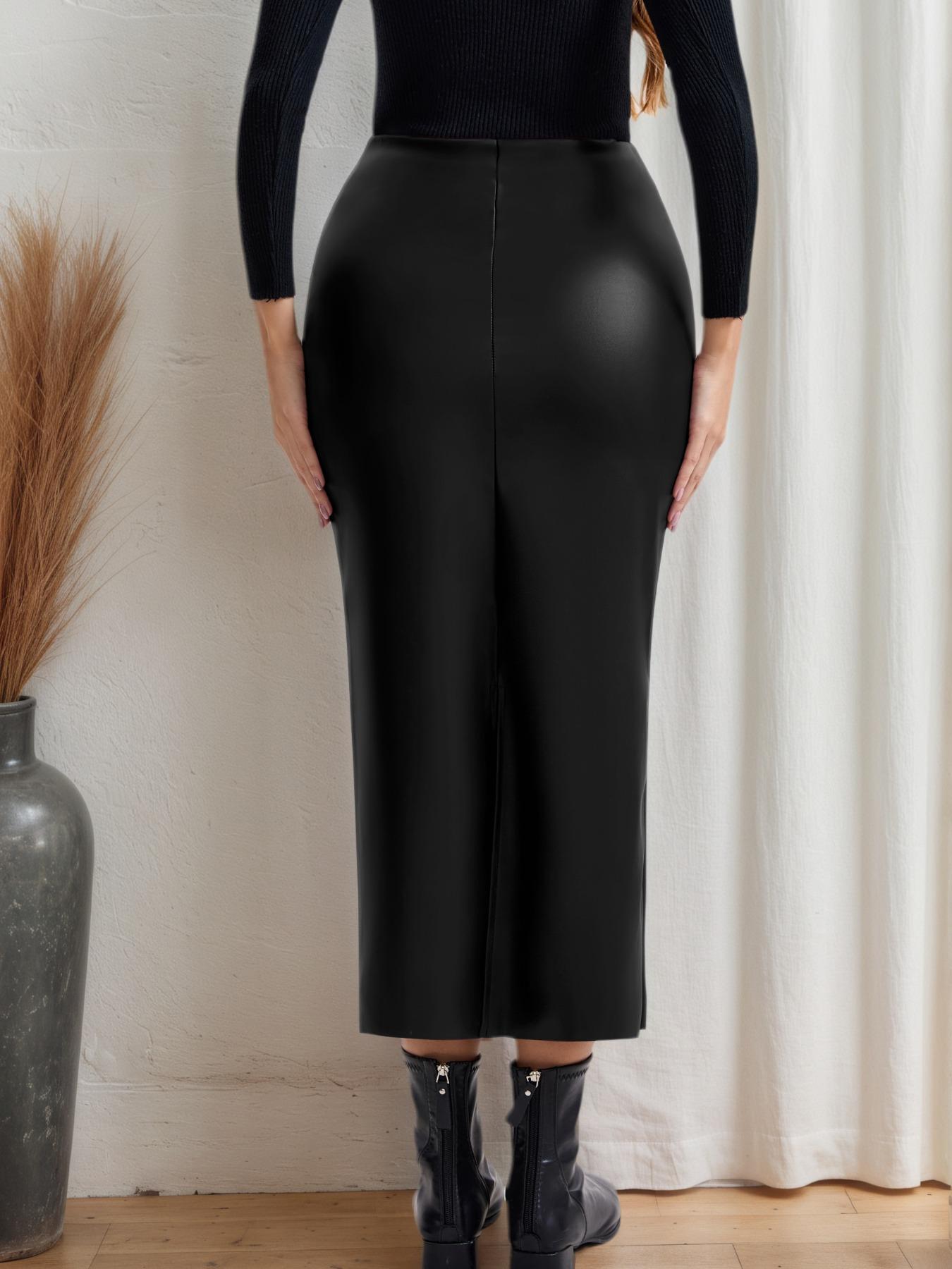 Women's Christmas Autumn Winter A-Line Skirt, Split Thigh High Waist Midi Dress, Chic Casual Daily Wear, Plain Pattern, All Seasons