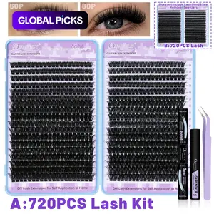 Natural-Look Eyelash Extensions Kit, DIY Lash Clusters, Beginner Friendly Lashes, Natural Eyelash Clusters, 1 Box Individual False Eyelashes with Eyelash Glue, Tweezers & Remover, Professional Eye Makeup Accessories for Women #GLOBAL PICKS
