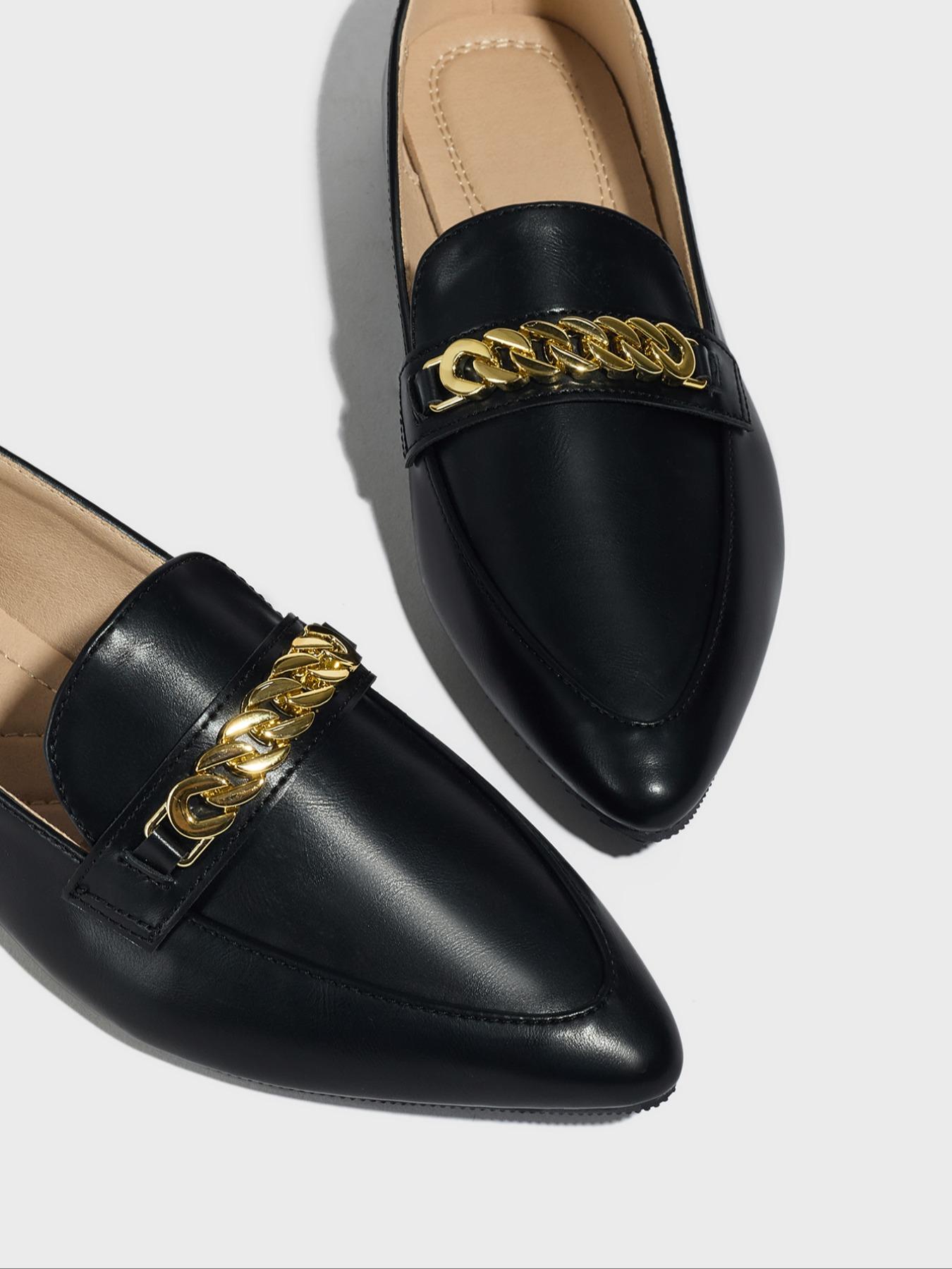 Women's Loafers British Style Flat Shoes Spring & Fall Pointed Toe Small Leather Shoes New Versatile Rubber Sole Comfortable Soft Surface Single Shoe