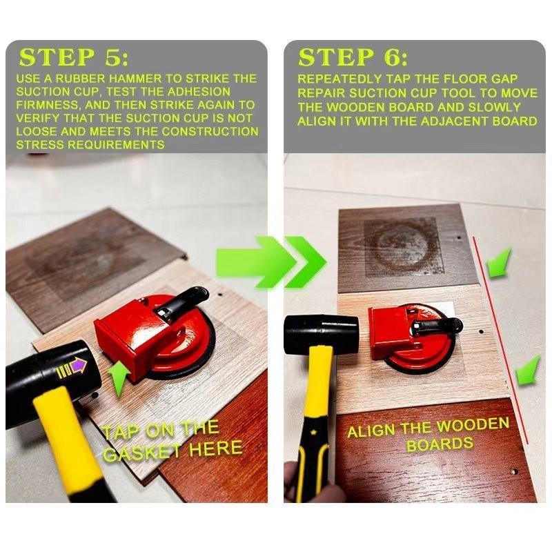 Floor Gap Repair Suction Tool Set, Professional Home Tools Kit for Flat Surfaces, Tiles, Wood Boards, PVC, Glass Floors, Includes 3 Transparent Pads