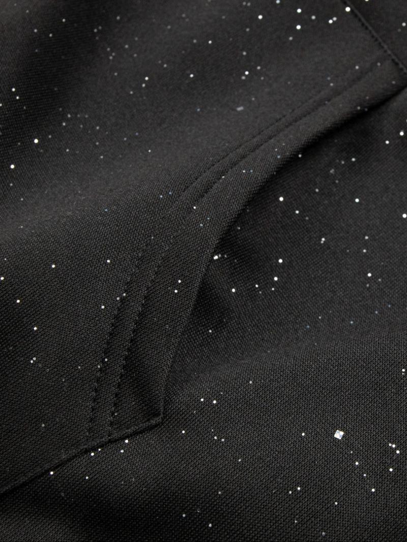 Men's Fleece Hoodie Sweatshirt, College Style Letter Print, Silver Color Sequins, Kangaroo Pocket, Casual Fall & Winter Wear