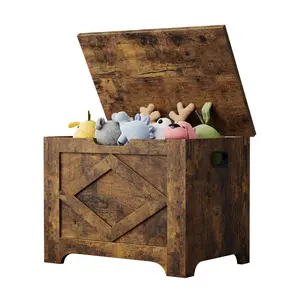 Farmhouse Wooden Storage Bench Chest with Safety Hinge, Large Multifunctional Blanket Box & Shoe Organizer, Matte White Storage Trunk, Easy Assembly Furniture for Entryway Bedroom Living Room