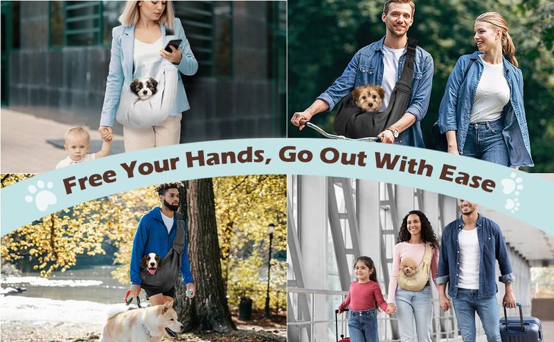 Pawaboo Pet Carrier Sling - Thick Padded Adjustable Shoulder Strap Pet Carriers for Small Dogs And Cats, Puppy Carrier Purse for Pet Cat with Front Zipper Pocket Safety Belt Machine Washable