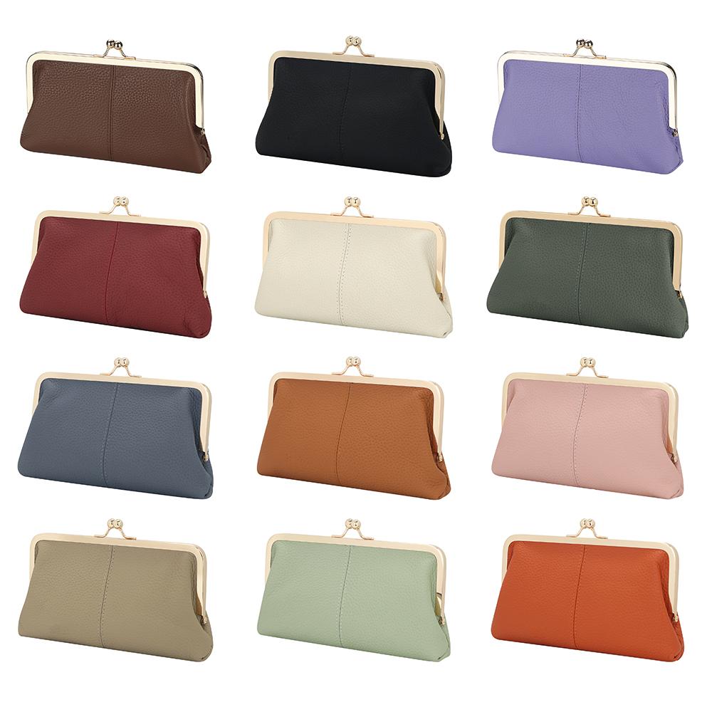 Royal Bagger RFID Kiss Lock Wallet, Solid Color Multi-card Slots Card Holder, Genuine Leather Clutch Purses for Women 1468 SpringStatements