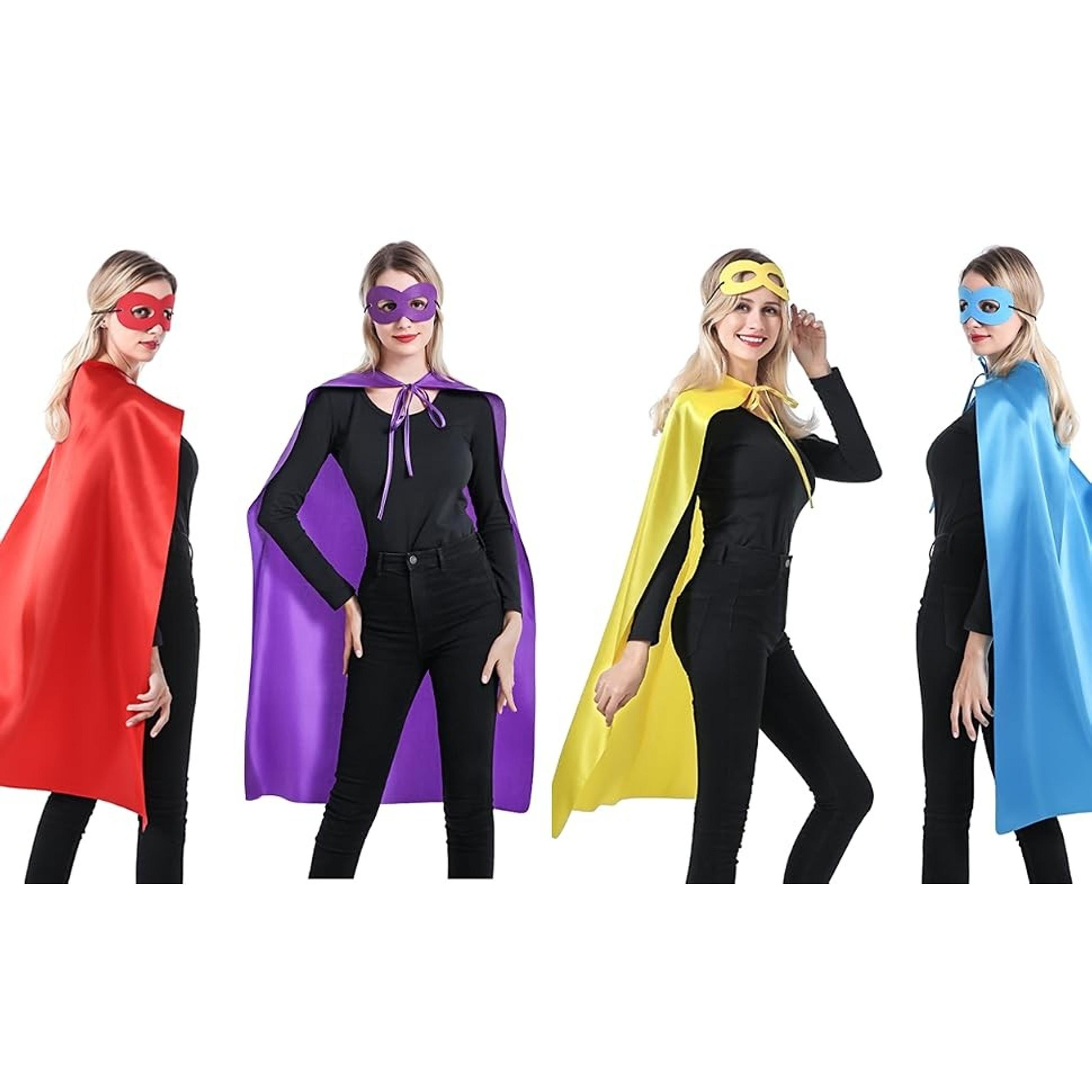 Superhero Capes and Masks for Adults, Teens, Men & Women - Team Building Dress Up Party Halloween Costumes, 7 Pack(Gift)