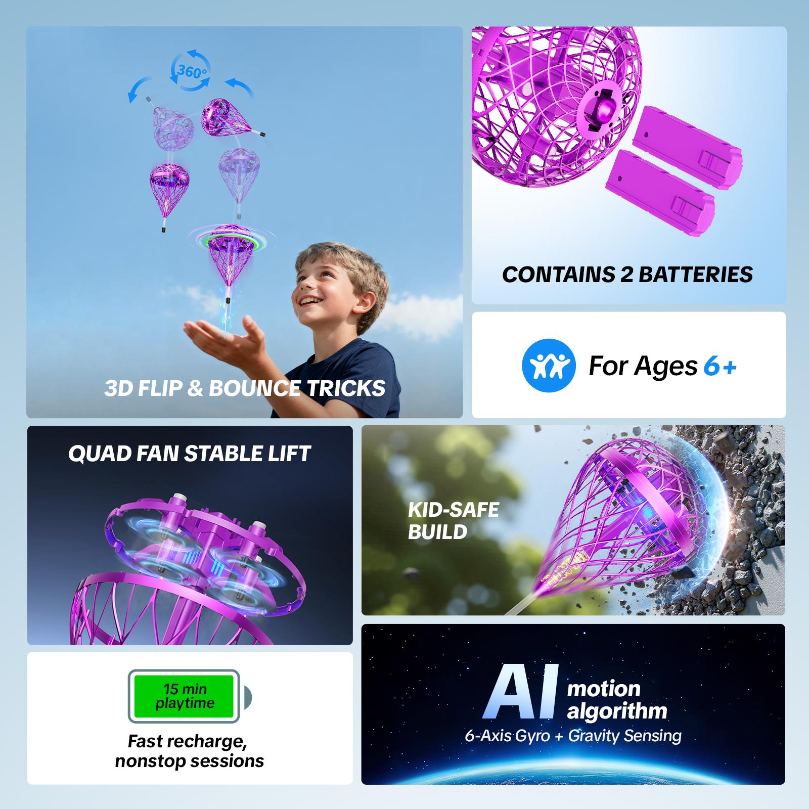 Flystars Flying Bouncing Toys 2026, Cosmic Globe Flying Orb Ball Motion-Control Hover Spinner with 3D Flips, Cool Birthday Toy for Kids 6+ Boys Girls Teens Flystars Flying Bouncing Toys 2026, Cosmic Globe Flying Orb Ball Motion-Control Hover Spinner with 3D Flips, Cool Birthday Toy for Kids 6+ Boys Girls Teens