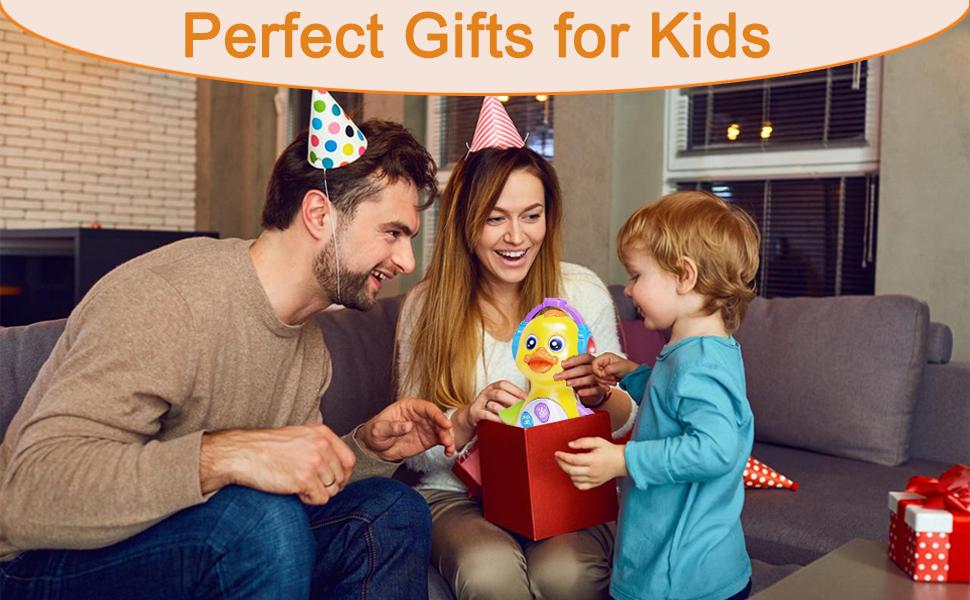 Musical Flapping Yellow Duck, Crawling Tummy Time, Educational Learning Walking Light Up Dancing Toy for 1 Year Old Baby Toddler Infant Easter Valentine Gifts