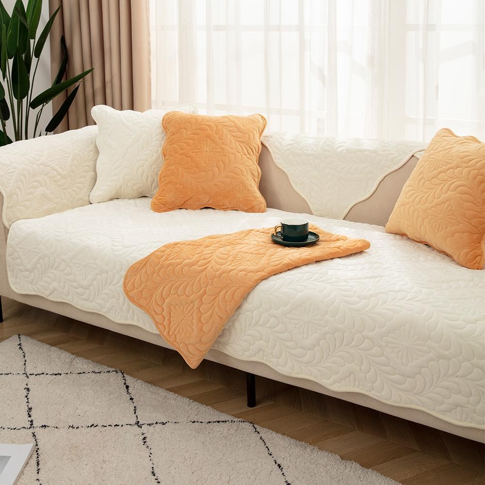 Solid Color Leaf Pattern Sofa Cover, 1 Count Non-slip Sofa Slipcover, Dustproof Sofa Pad, Couch Protector for Home Living Room, Vanity Decor Accessories