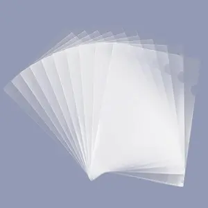L-Type Clear Plastic Document Folders, Fits 8.5x11 Letter Size US Paper, Transparent L-Type Plastic Paper Sleeve Protectors for Resume File Organizer, 10/30/50/100 Packs Available