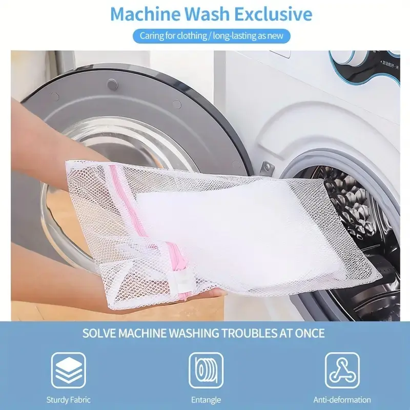 Say goodbye to laundry troubles Mesh laundry bag with zipper, suitable for lightweight clothing, washing machine protection bag, organize and store laundry supplies, Christmas gift, Laundry Mesh Wash Bags