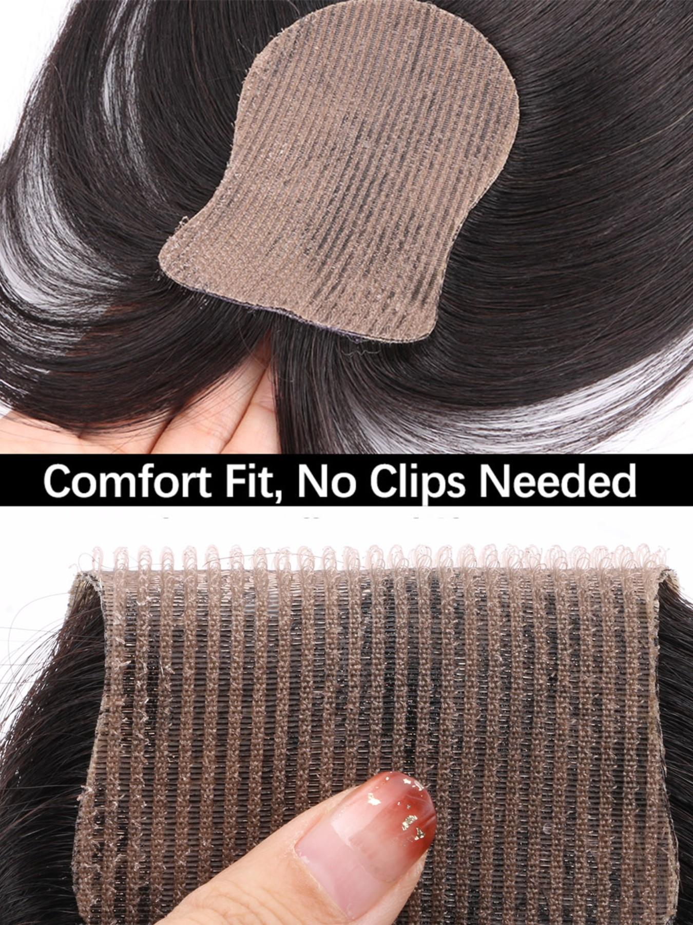 No Clip Natural Human Hair Topper L-Hook Strong Grip Velcro Base 8x11cm Invisible Hair Topper Skin Like Hair Toppers Realistic Hairpart Natural Looking Hair Hair Toppers For Thinning Hair 25cm Mocha Brown 1B