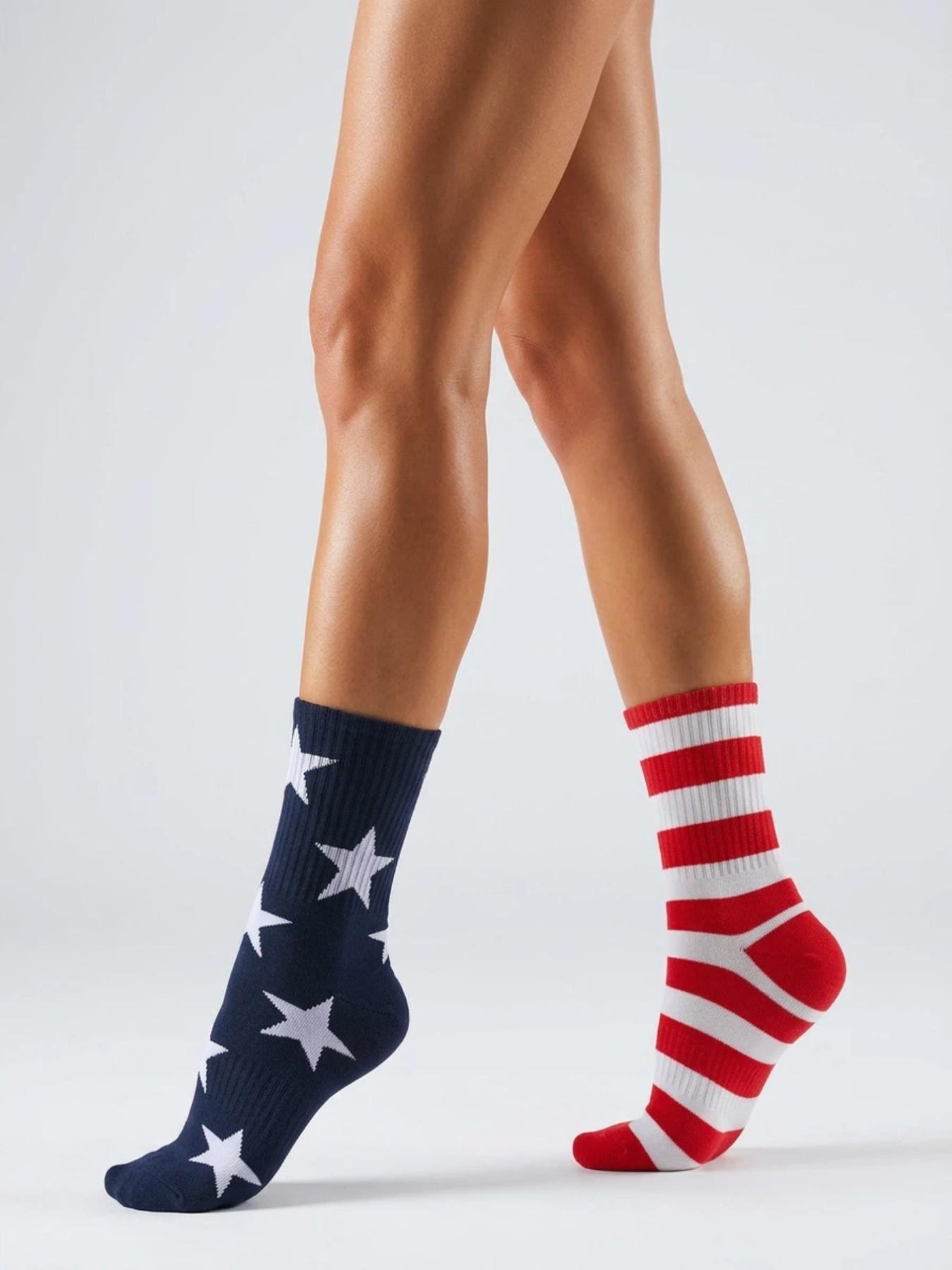 1 Pair of Fun Men's Socks, Creative U.S. Independence Day Knit Socks, Women's Socks, Crazy Fun Socks
