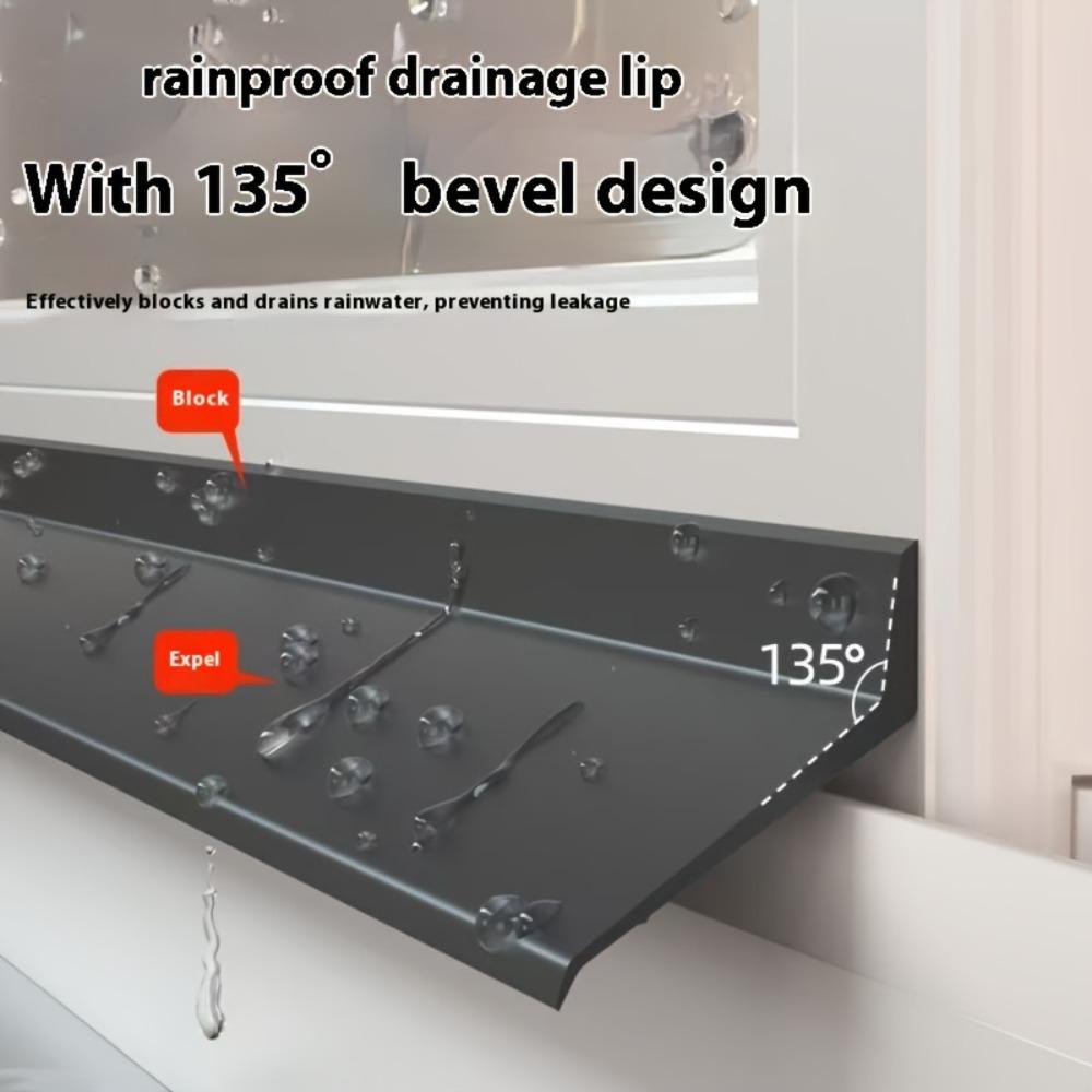 1pc No-Drill Sliding Window Waterproof Barrier, Self-Adhesive Waterproof Strip, Suitable for Window Glass Doors, Balcony Sliding Windproof and Soundproof Sealing Strip for Home - Durable, Easy to Install, Outdoor Window Drainage System, Door Hardware