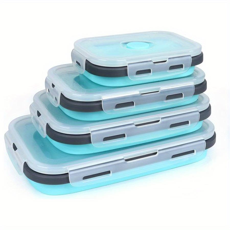 Silicone Collapsible Lunch Box Set, Space-Saving Design with Lids, Portable & Multi-size Containers for School, Office, & Travel