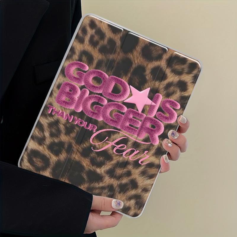 Fashion Leopard-print Tablet Case with Pencil Holder, Auto Wake/Sleep Tablet Protective Cover, Tablet Accessories Compatible with iPad, Tablet Casing