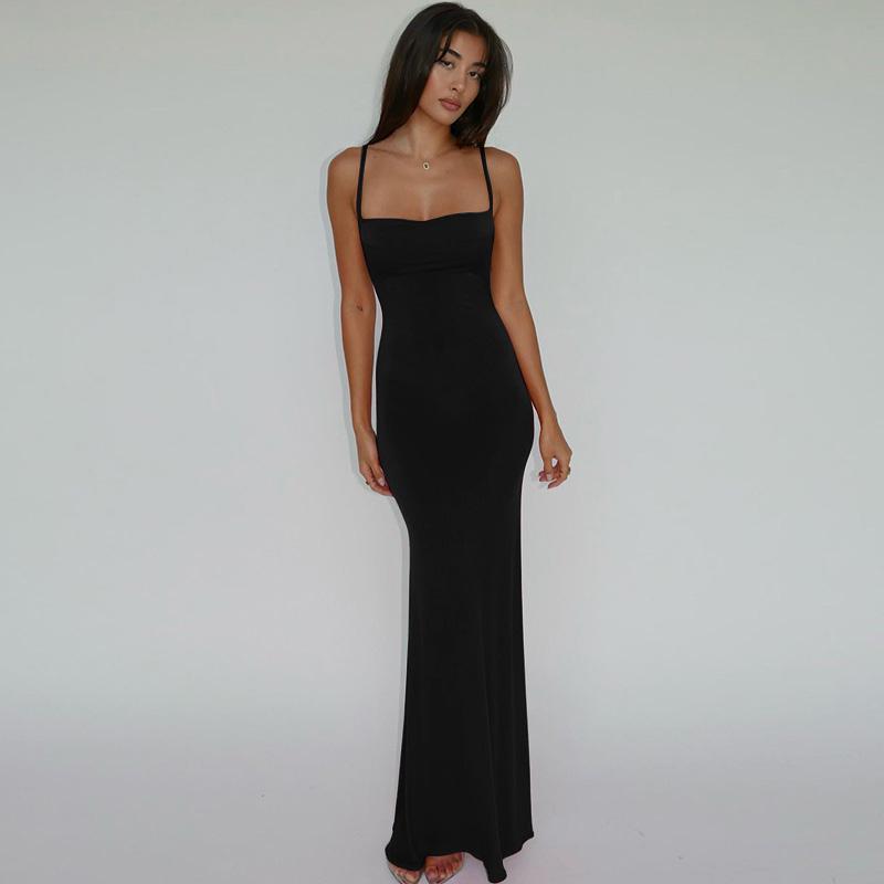 2026 Women'S Sleeveless Backless Bodycon Maxi Dress With Spaghetti Straps For Party Club Vacation Holiday Casual Elegant Evening Outfit Summer Fashion graduation