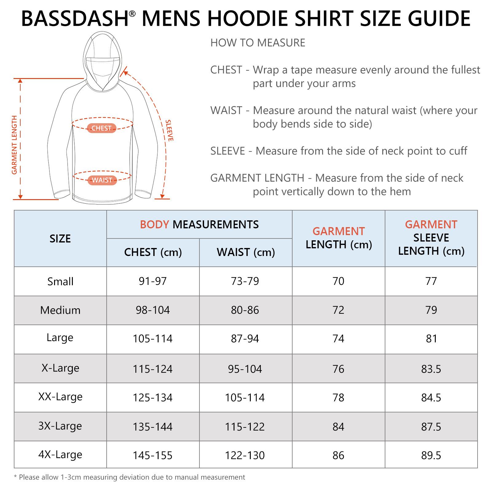 BASSDASH Men’s UPF 50+ Graphic Fishing Hoodie Shirts with Mask UV Long Sleeve Moisture Wicking