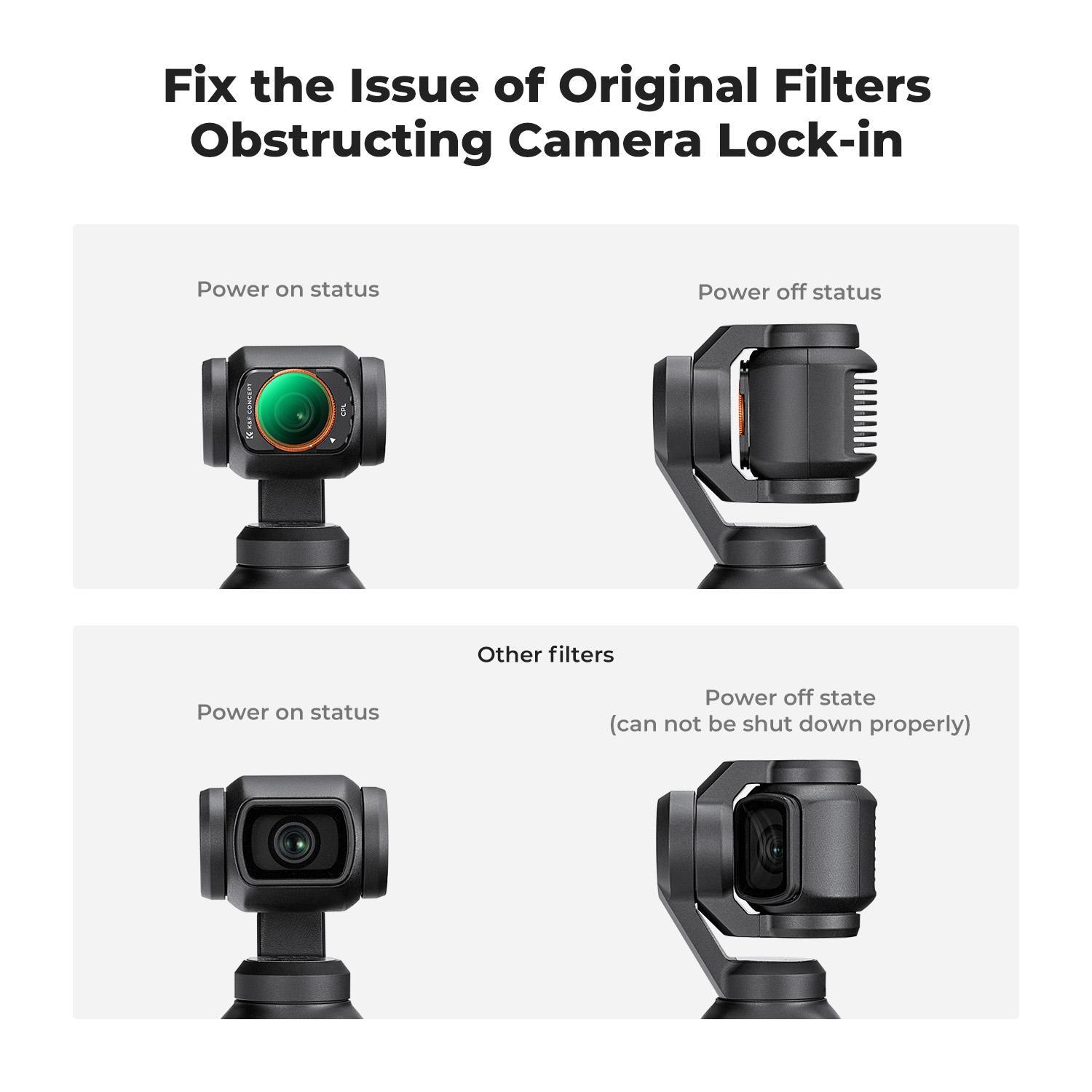 【K&F CONCEPT】 Magnetic 4 Pack ND & CPL Filter Kit Compatible with DJI OSMO Pocket 3, CPL ND16 ND64 ND256 Polarizing Neutral Density Filters, Multi-Coated/HD Optical Glass/Gimbal Compatible