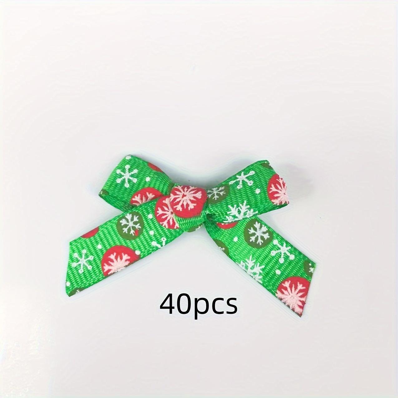 40pcs Christmas Bow Gift Decorations, DIY Party Supplies, Ribbon Bows for Clothing Accessories, Home Crafts, Holiday Ornaments