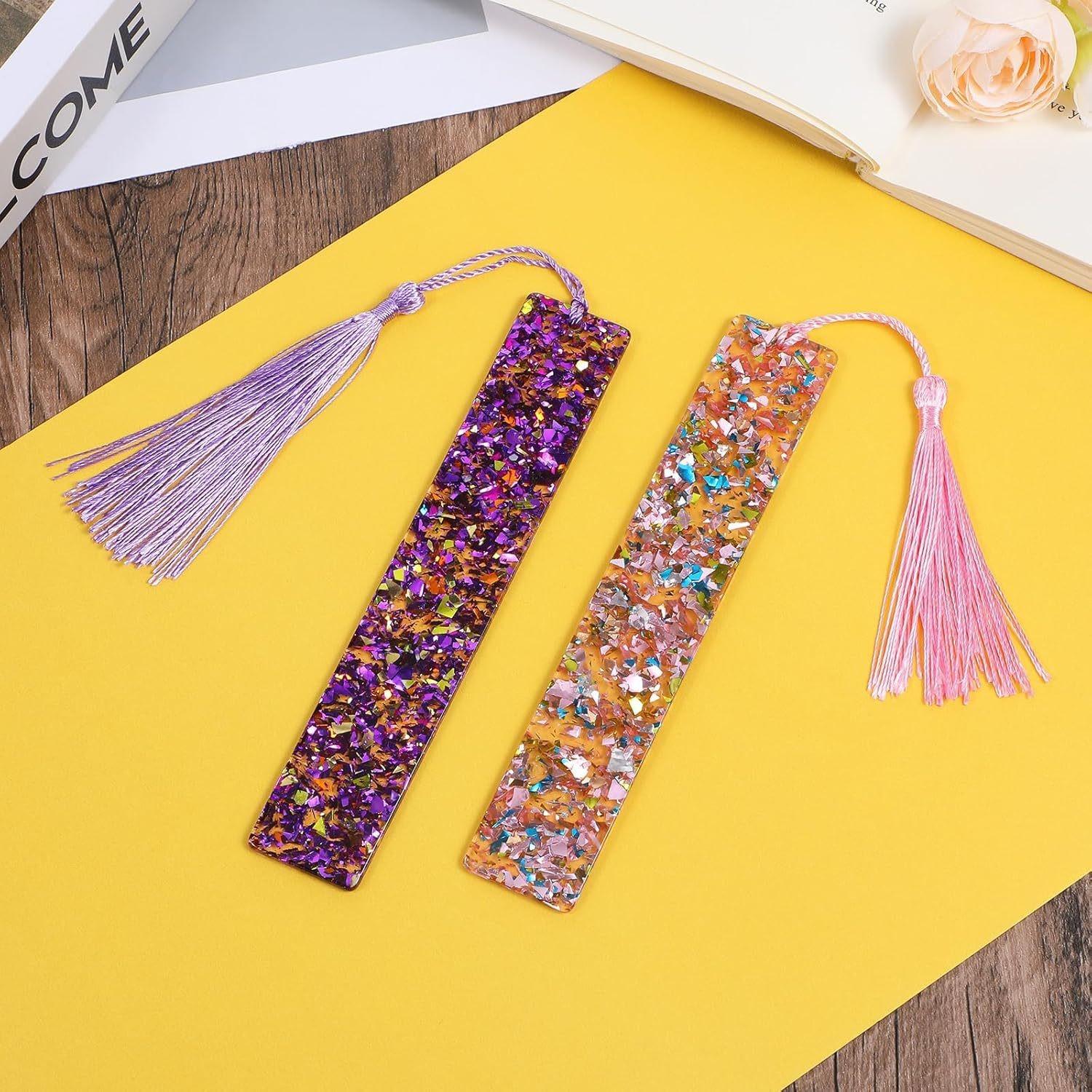 Sparkling Acrylic Tassel Bookmark, DIY Convenient Hanging Decoration, Adhesive Bookmarks, Easy-To-Use Decorative Items