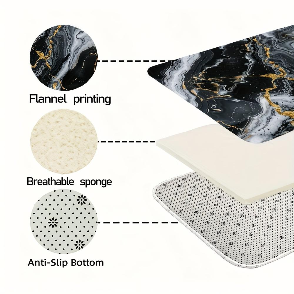 3pcs Black and Golden Faux Marble Pattern Rug Set, 0.8cm Flannel Material, Modern Minimalist Style, Non-Slip Bath Mat, O-Shaped Non-Slip Toilet Seat Cover, Exquisite Home Decor Set