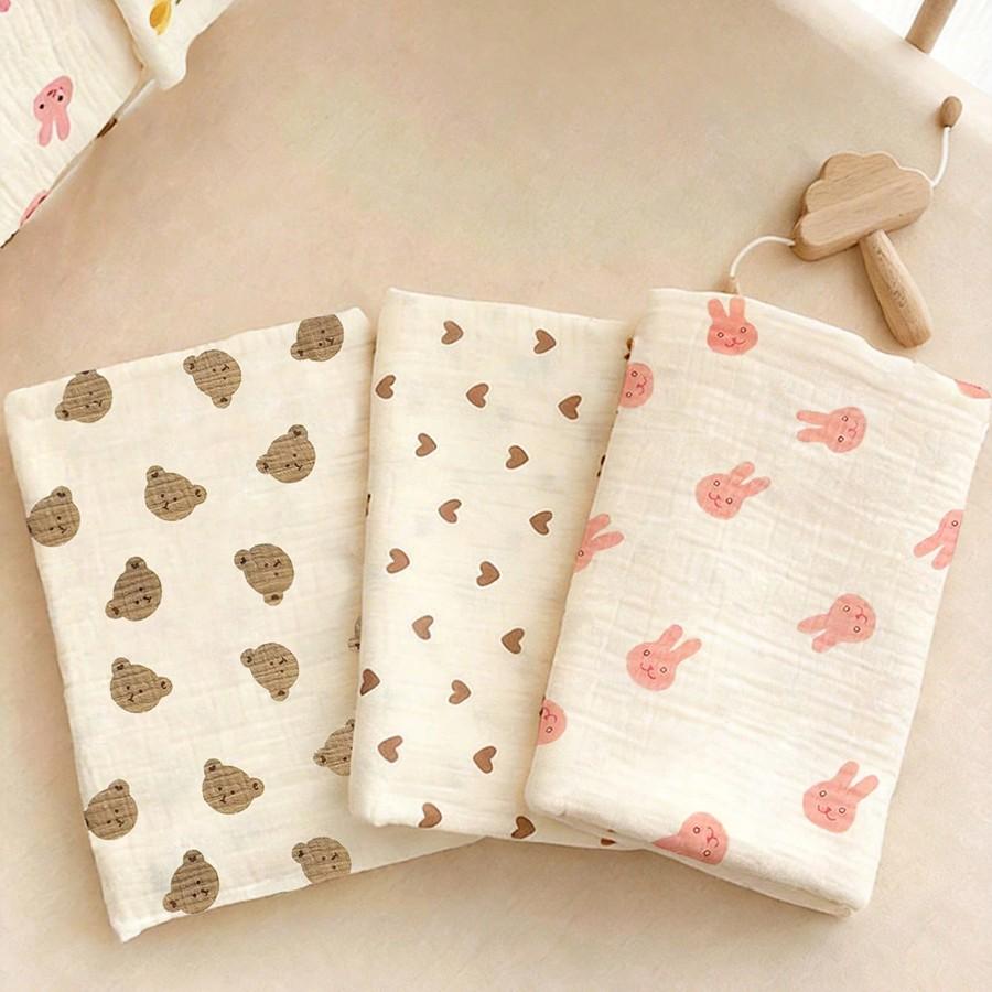 1pc Baby Muslin Blanket, Newborn Multi-Functional Muslin Wrap, Cute Cartoon Print, Can Be Used as Cover, Bath Towel, Stroller Cover, Gift Idea