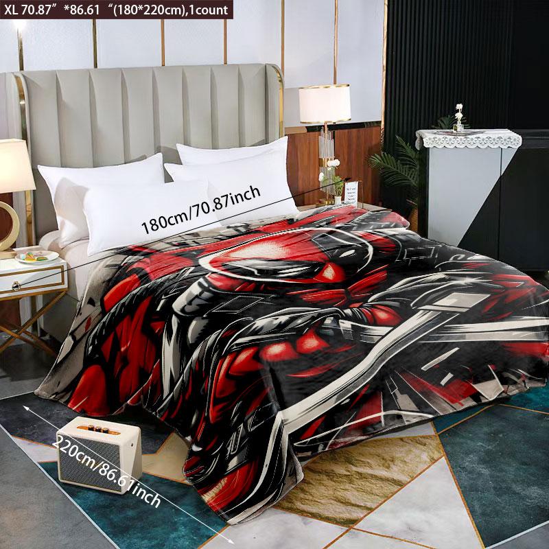 Deadpool Graffiti - Style Flannel Blanket - Skin - friendly Water Wash, High - grade Plush, Vivid Comic Print, Double Warmth, Multi - Scenario Use (Bed/Sofa/Lounging), Ideal Gift for Marvel & Superhero Fans