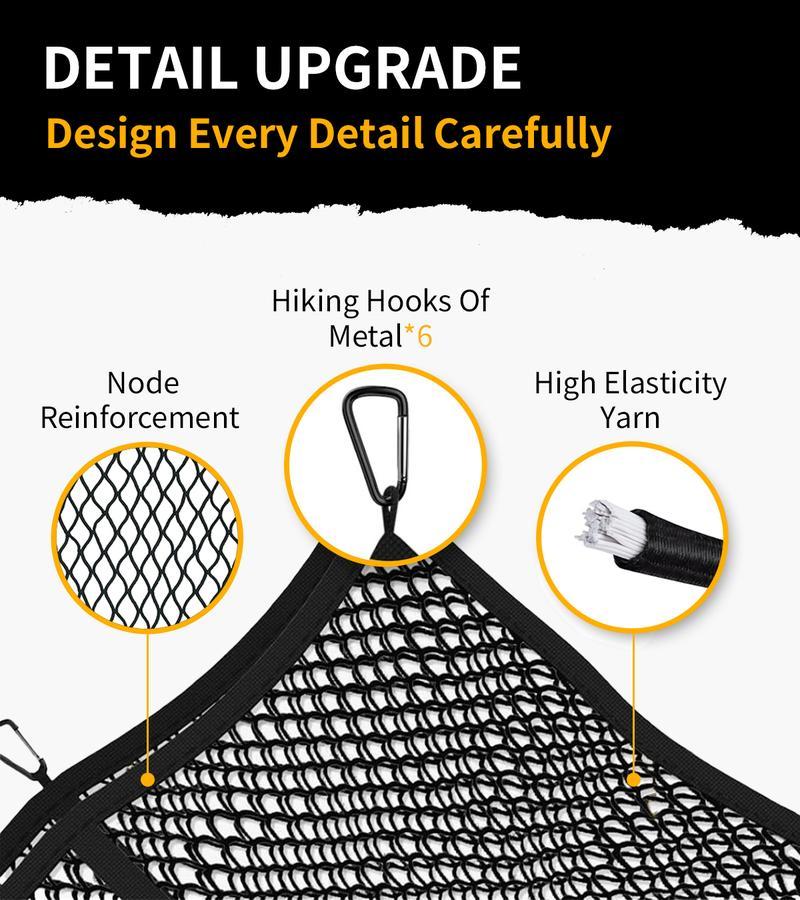 Highly Elastic Cargo Net, Simple Truck Bed Cargo Mesh Organizer, Ideal for ATV, SUV, UTV, Truck and Boat Use Furniture Camping Gear Compact Storage Stretchable