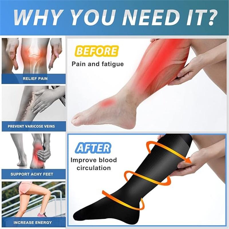 Women's & Men's 6-Pair Aesthetic Minimalist Fabric Compression Socks - Stretchy, Breathable, Comfortable, Modest, Calf-High, Leg Care Coordinates, Combination 51, Hospital Nursing Support for All-Day Standing, Everyday Wear