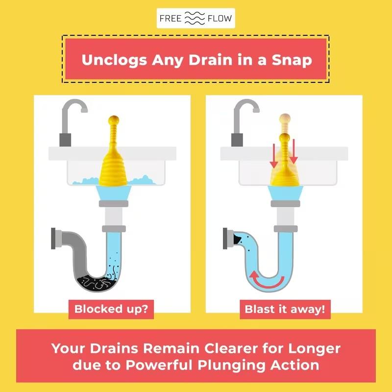 Compact Sturdy Drain Plug for Kitchen Bathroom Sinks Shower Bathtub, Large Expandable Plug for Commercial Residential Use, Unclogs Pipes Efficiently