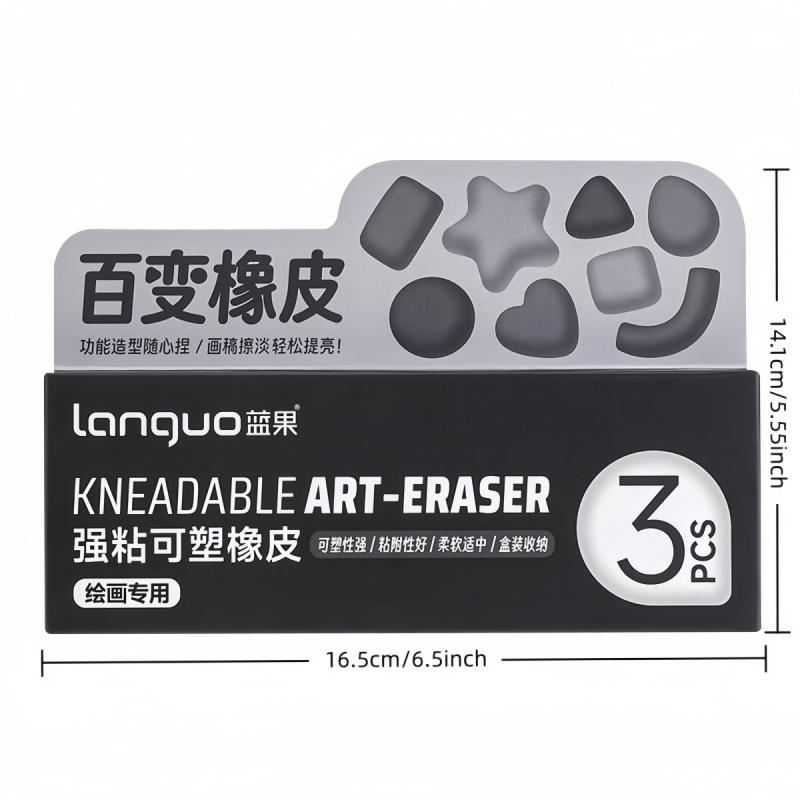 Kneaded Eraser, 3 Pack, Grey, Kneaded Erasers for Artists, Art Eraser, Kneadable Erasers, Back to School Supplies