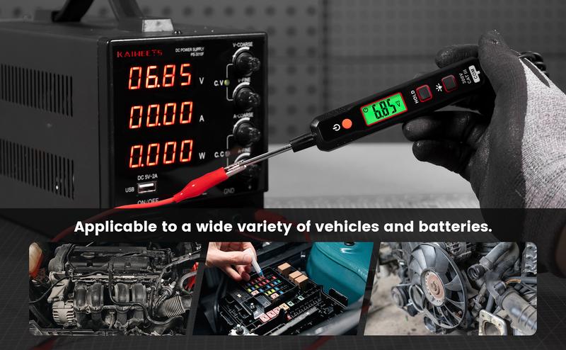 KAIWEETS 0.8-100V DC Car Automotive Circuit Tester, Smart Auto-Ranging Fuse Tester with Sharp Probe, Professional Vehicle Voltage Tester for Car Battery, Bidirectional Polarity Checker Tool for Voltage/Continuity/Resistance Detector with Audible Buzzer