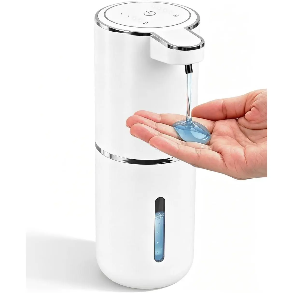 Automatic Soap Dispenser Touchless, USB Rechargeable Hand Soap Dispenser, 4 Adjustable Soap Levels, IPX5 Waterproof, 12.8oz/380ml, Countertop or Wall Mounted for Bathroom and Kitchen, White