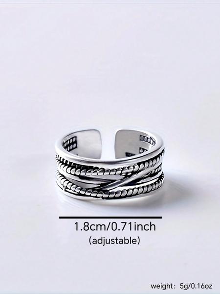 Vintage Court Style Thumb Ring for Women, Adjustable Bohemian Elegant Jewelry, Boho Style Rings, Multi-Layer Braided Open Finger Ring, Dainty Stacking Rings, All Seasons Gift Choice