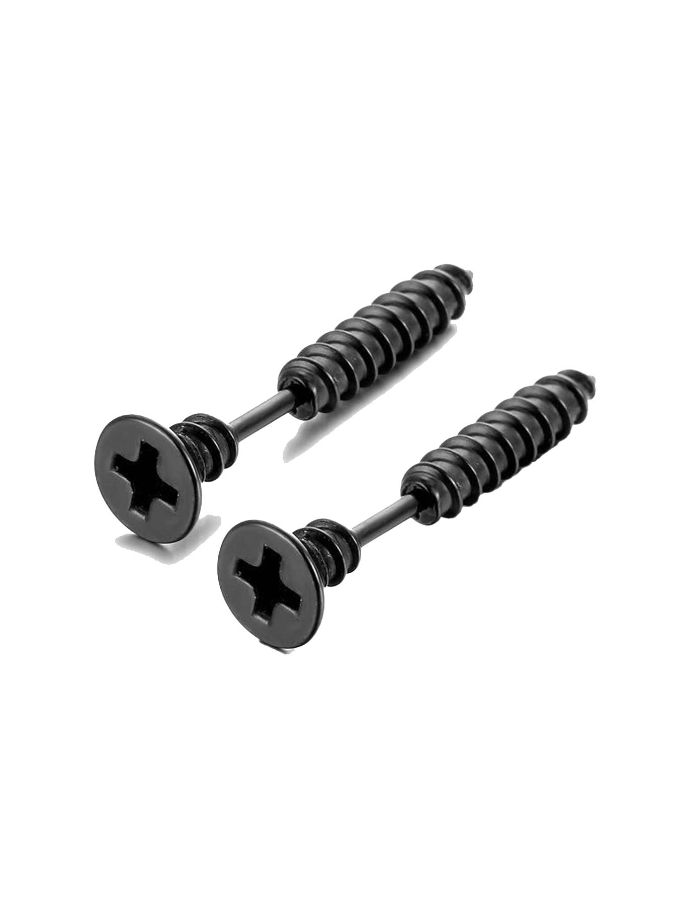 Unisex Stainless Steel Screw Ear Studs & Safety Pin Earrings, Punk Hip-Hop Design, Hypoallergenic, Cool Grunge Style, Piercing Jewelry