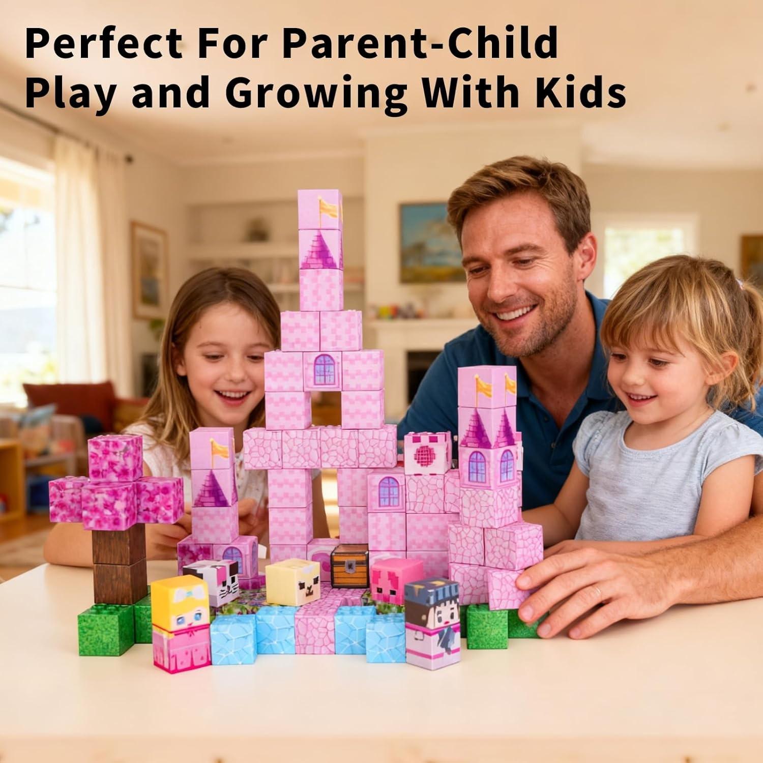 Magnetic Block Puzzle Set, Buildable Magnetic Toy for Kids, Mini Magnetic Building Blocks, Educational Playset