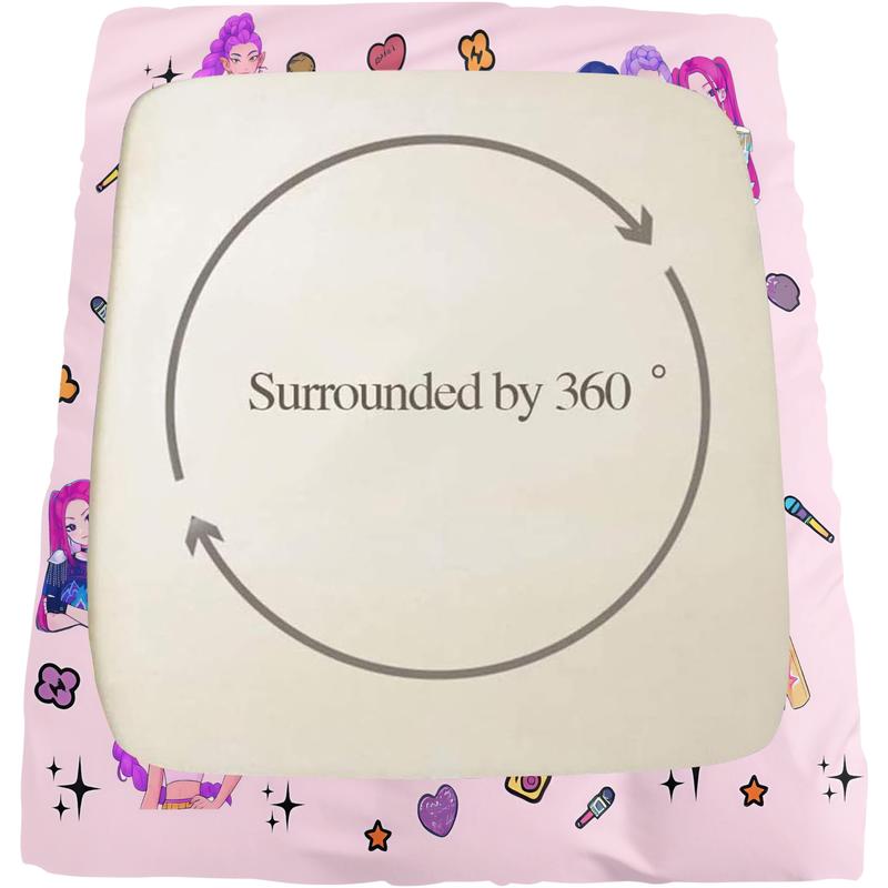 K Pop Demon Hunters Soft Breathable Fitted Sheet Set, bed sheets set, 3 Counts/set including 1 Fitted Sheet & 2 Pillowcases, Cute Idol Themed Decor for Bedrooms and Gifts